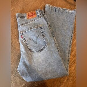 Levi's High Waisted Crop Flare Jeans in Light Blue